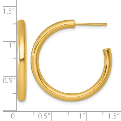 14k Polished 3.0 x 30mm Tube C-Hoop Post Earrings