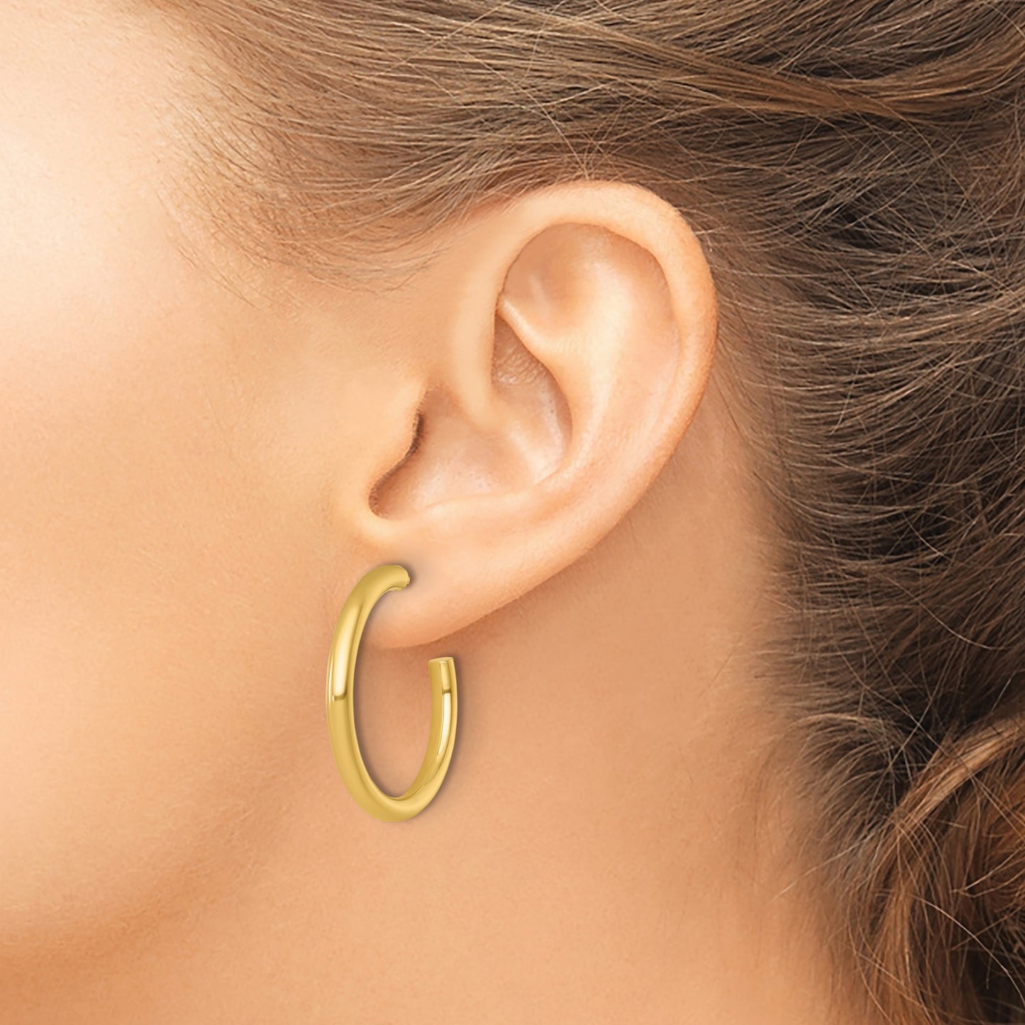 14k Polished 3.0 x 30mm Tube C-Hoop Post Earrings