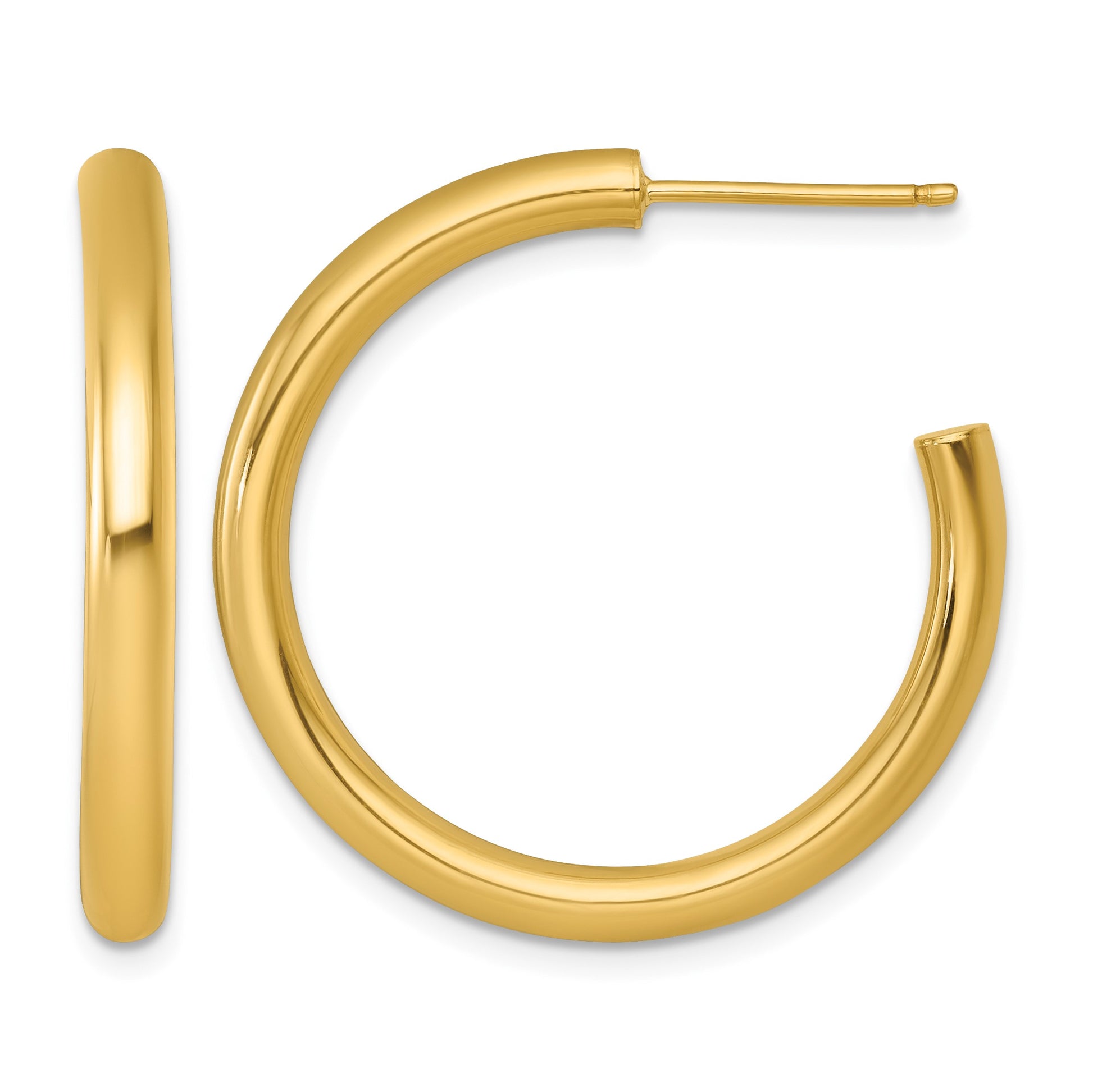14k Polished 3.0 x 30mm Tube C-Hoop Post Earrings