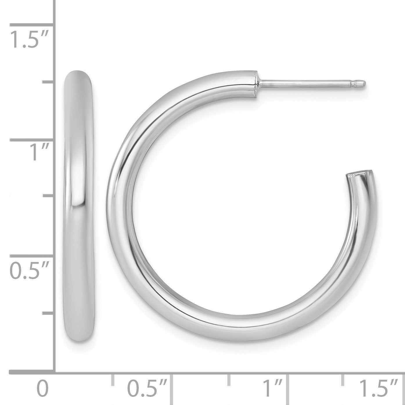14k Polished 3.0 x 30mm Tube C-Hoop Post Earrings