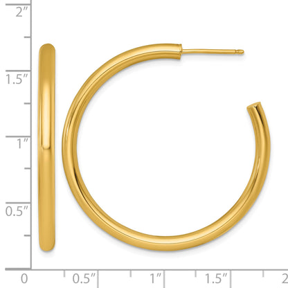 14k Polished 3.0 x 40mm Tube C-Hoop Post Earrings