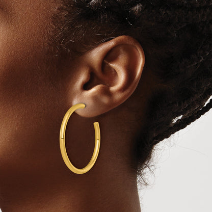 14k Polished 3.0 x 40mm Tube C-Hoop Post Earrings
