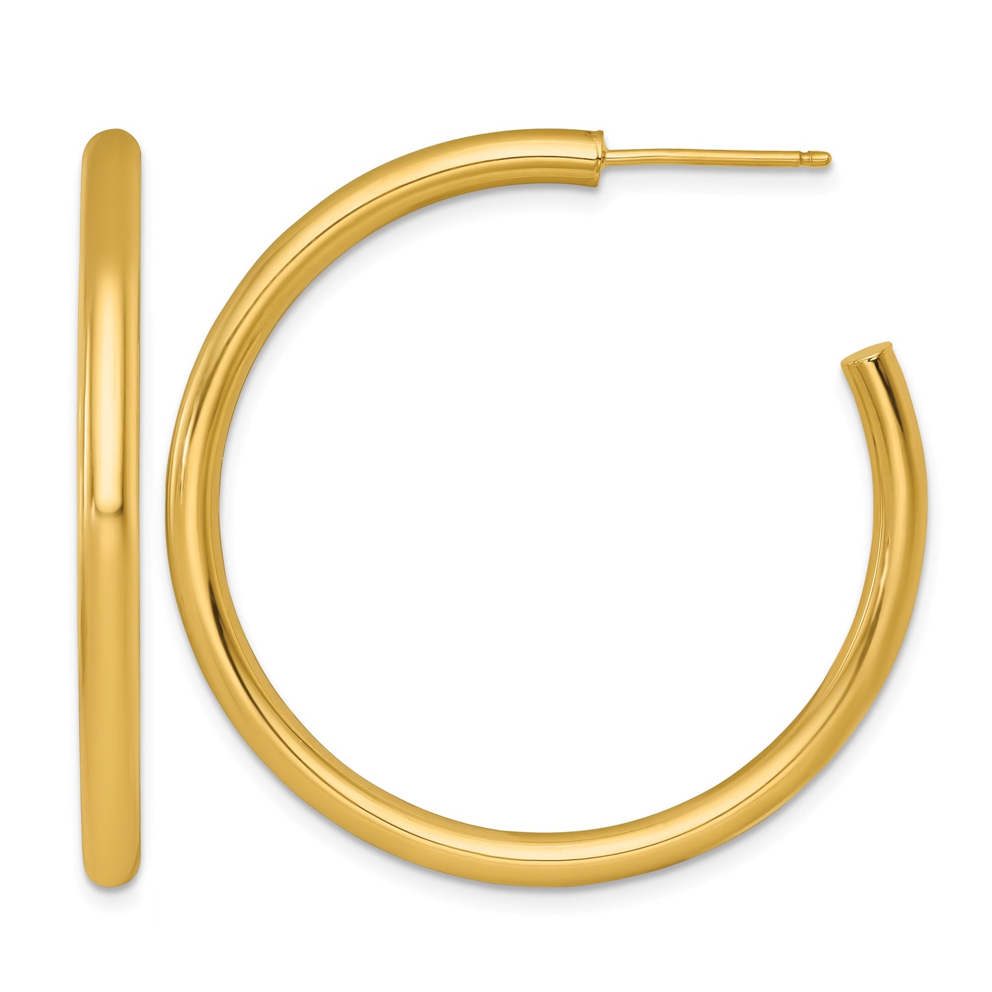 14k Polished 3.0 x 40mm Tube C-Hoop Post Earrings