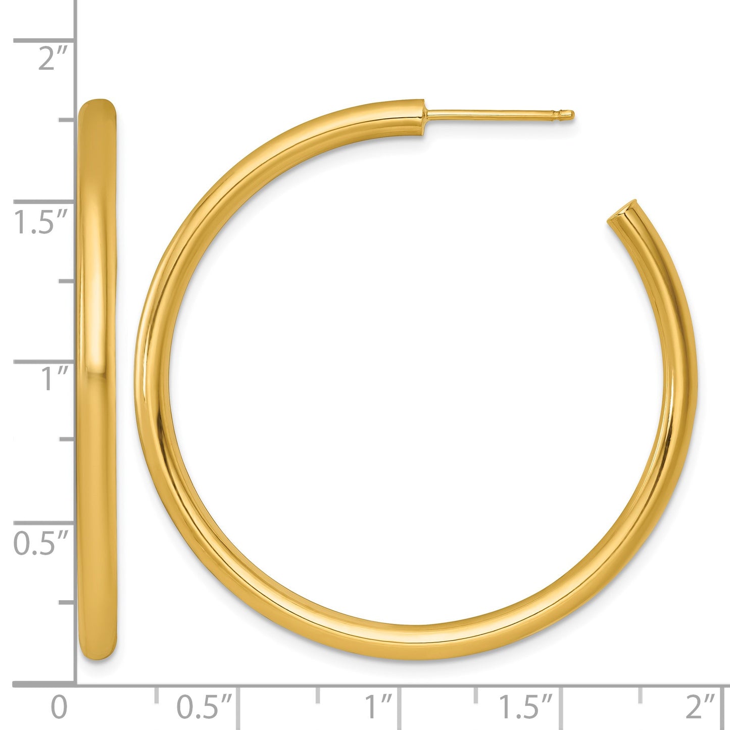14k Polished 3.0 x 45mm Tube C-Hoop Post Earrings