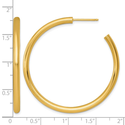 14k Polished 3.0 x 45mm Tube C-Hoop Post Earrings