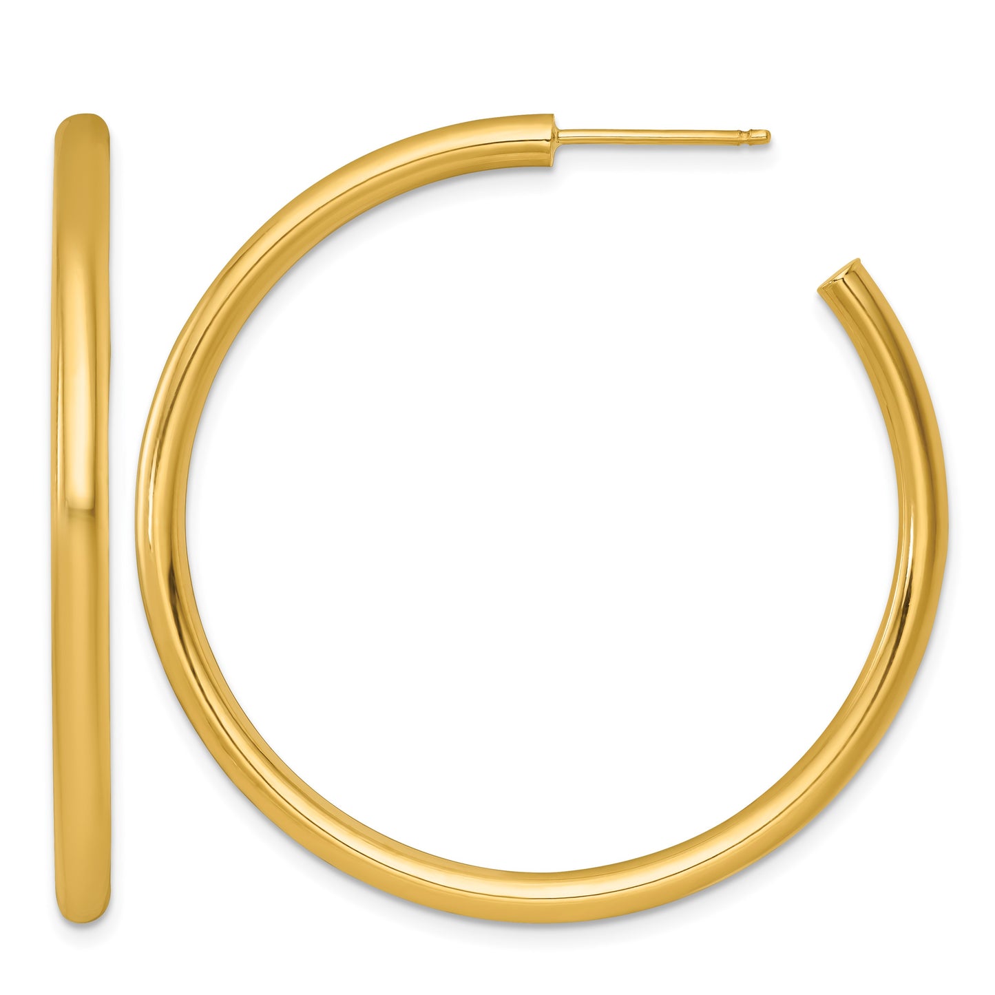 14k Polished 3.0 x 45mm Tube C-Hoop Post Earrings