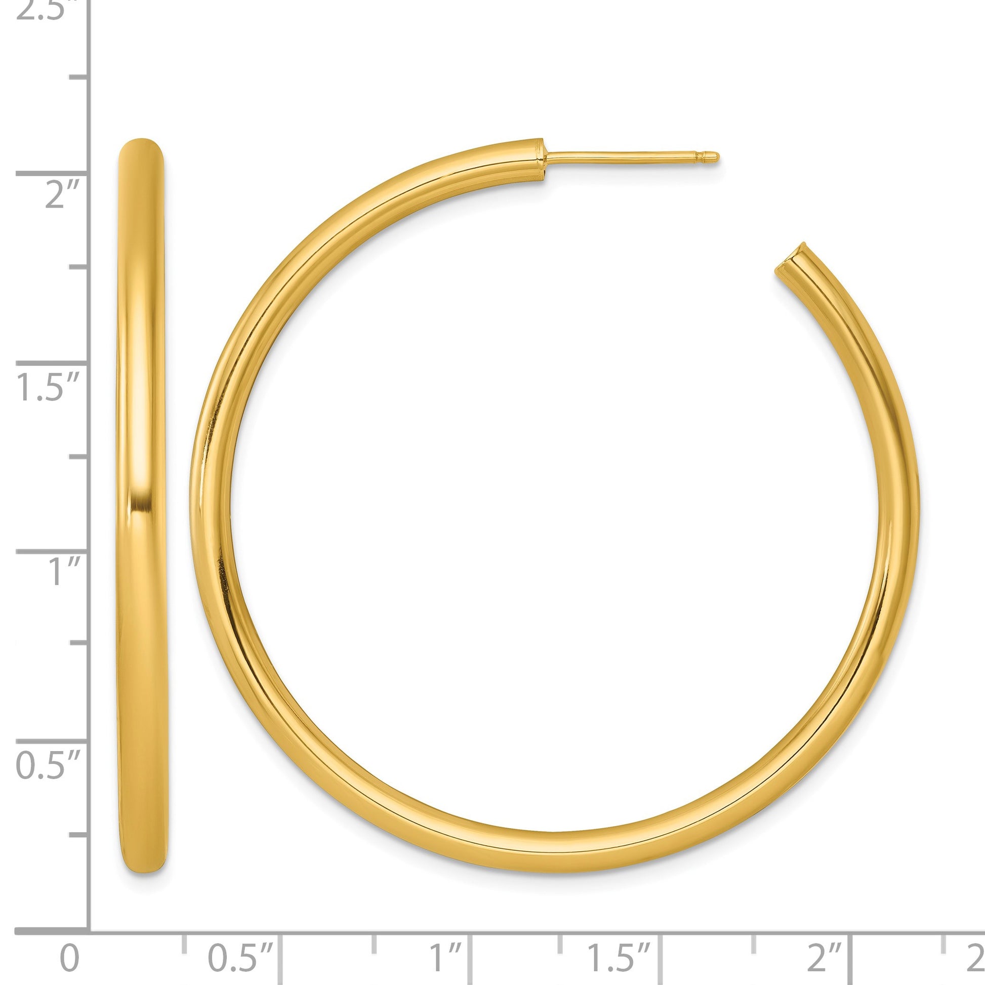 14k Polished 3.0 x 50mm Tube C-Hoop Post Earrings