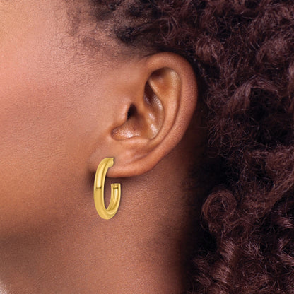 14k Polished 4.0 x 25mm Tube C-Hoop Post Earrings