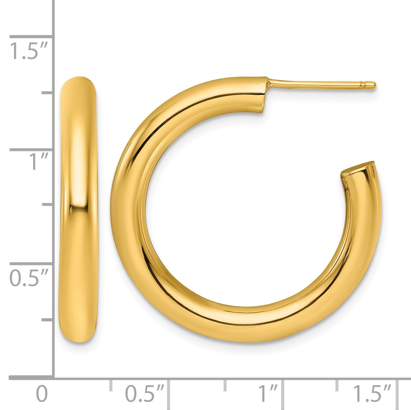 14k Polished 4.0 x 30mm Tube C-Hoop Post Earrings