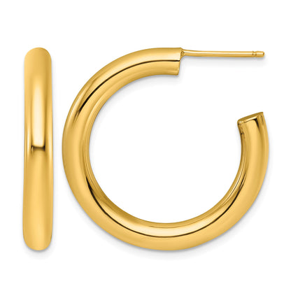 14k Polished 4.0 x 30mm Tube C-Hoop Post Earrings