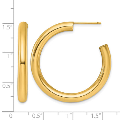 14k Polished 4.0 x 35mm Tube C-Hoop Post Earrings
