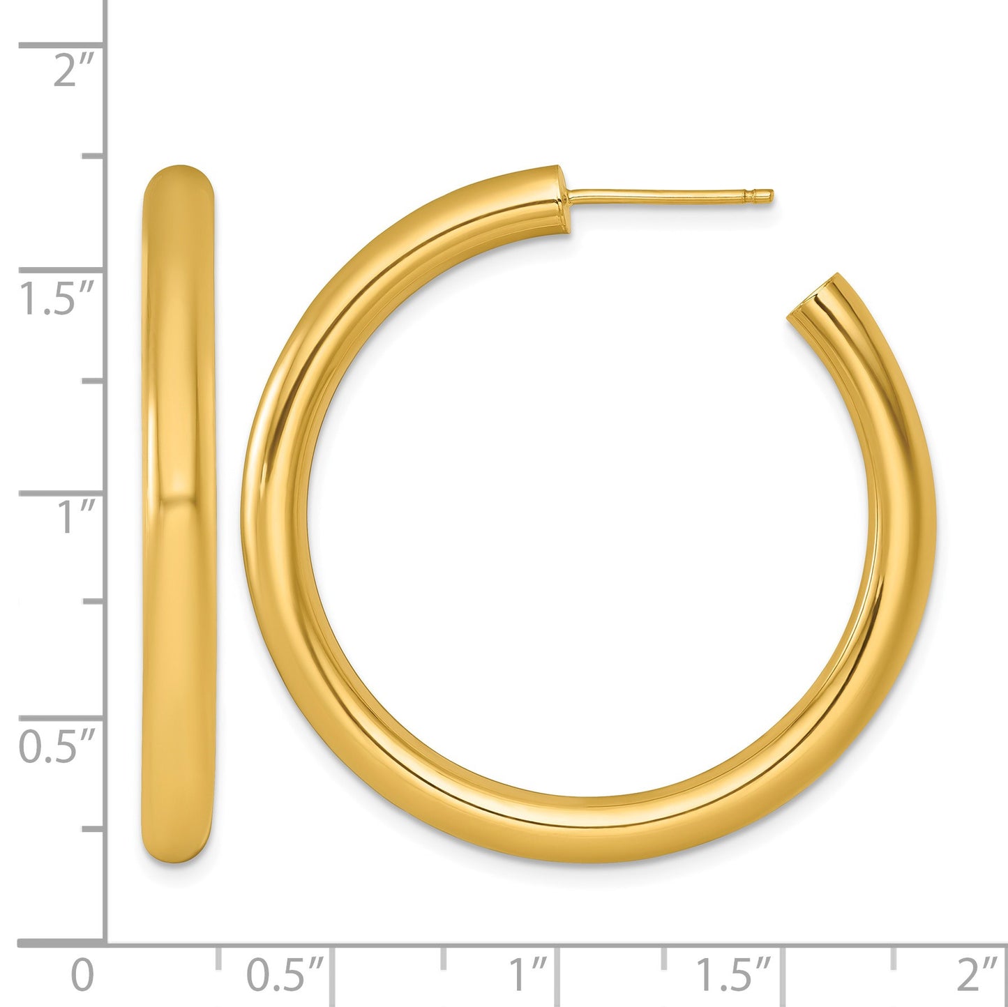 14k Polished 4.0 x 40mm Tube C-Hoop Post Earrings