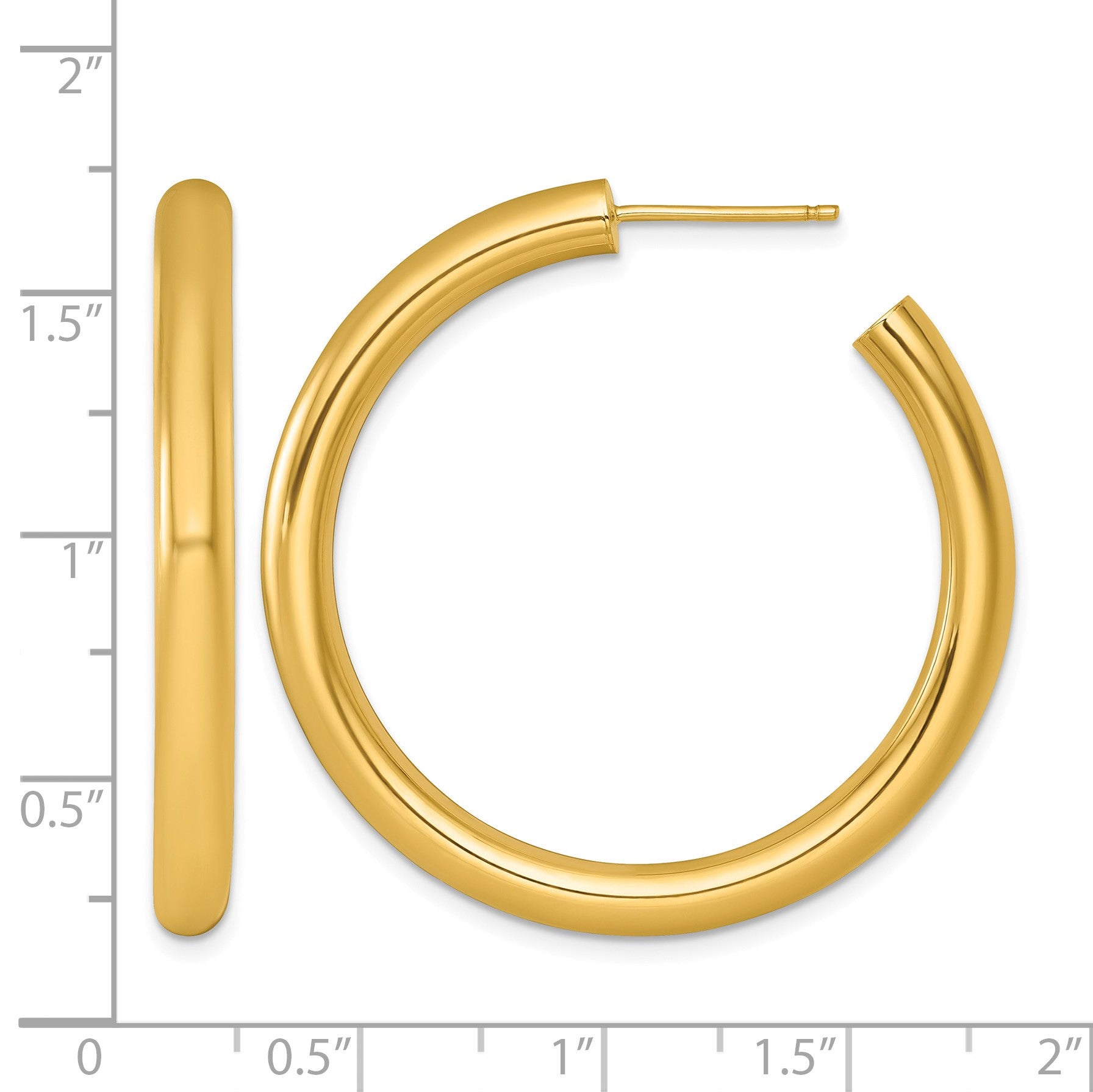 14k Polished 4.0 x 40mm Tube C-Hoop Post Earrings