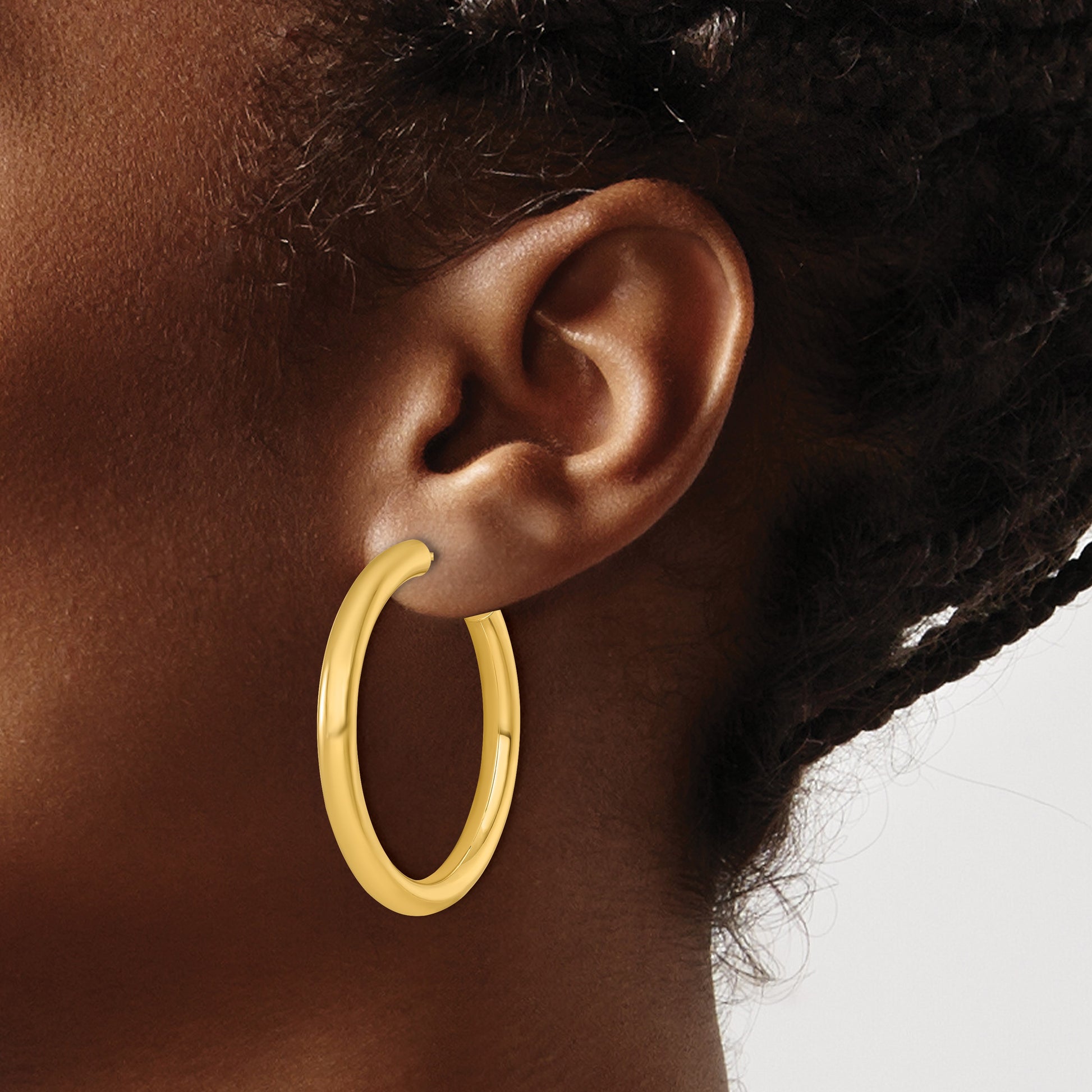 14k Polished 4.0 x 40mm Tube C-Hoop Post Earrings