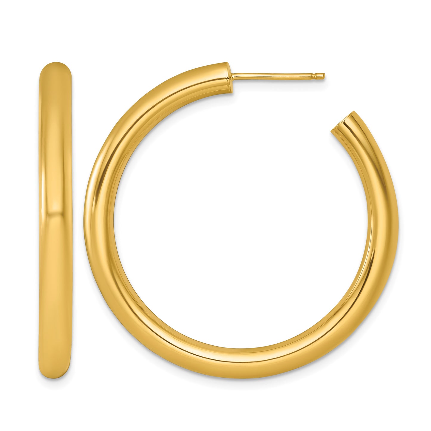 14k Polished 4.0 x 40mm Tube C-Hoop Post Earrings