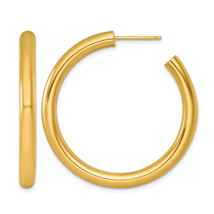 14k Polished 4.0 x 40mm Tube C-Hoop Post Earrings