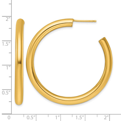 14k Polished 4.0 x 45mm Tube C-Hoop Post Earrings