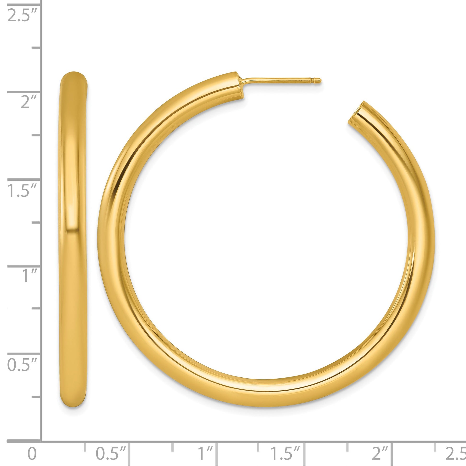 14k Polished 4.0 x 50mm Tube C-Hoop Post Earrings