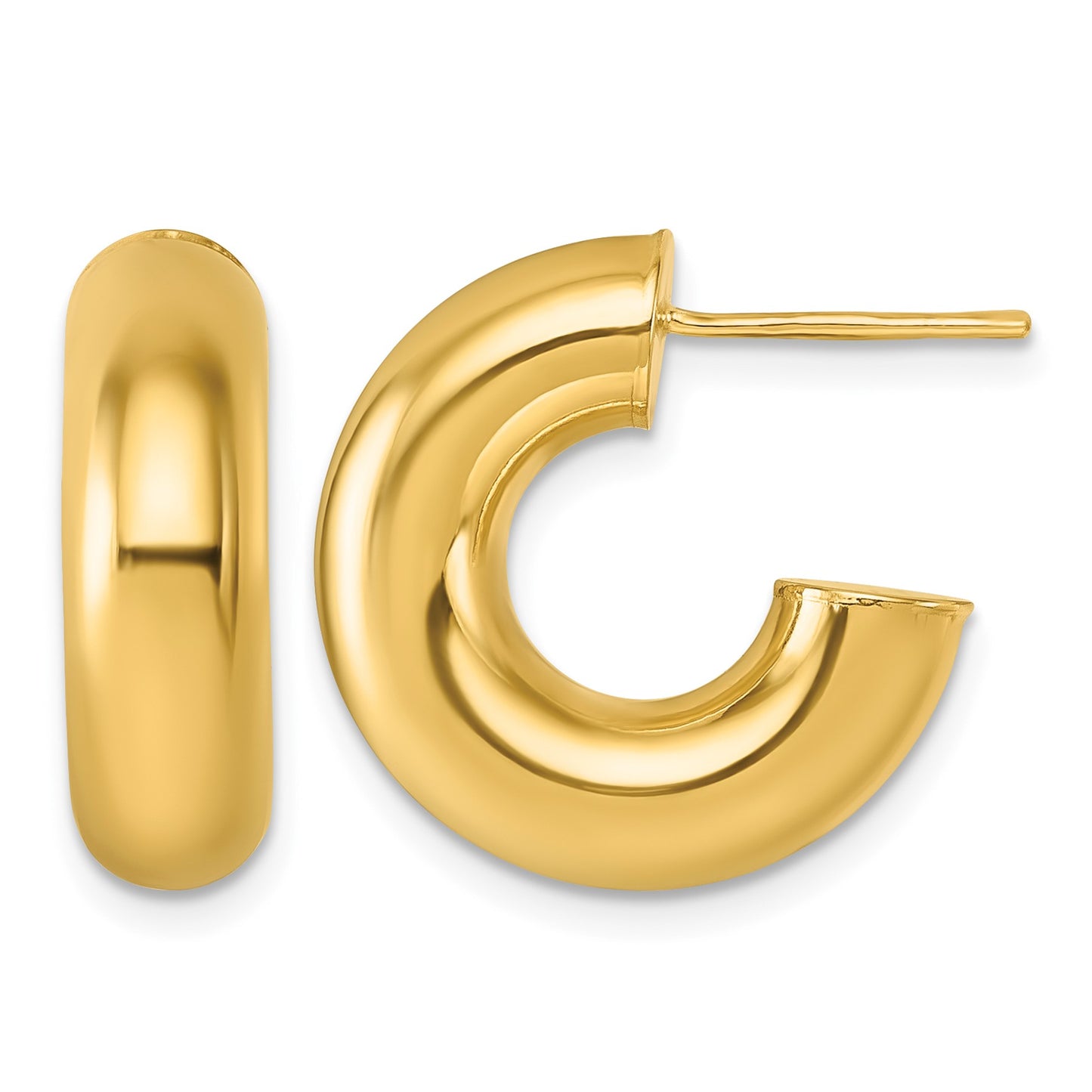 14k Polished 6.00 x 20mm Tube C-Hoop Post Earrings