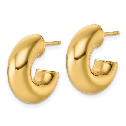 14k Polished 6.00 x 17mm Tube C-Hoop Post Earrings