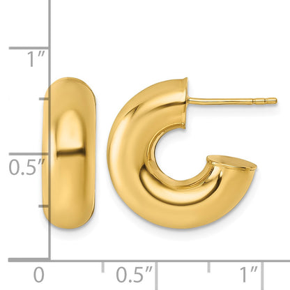 14k Polished 6.00 x 17mm Tube C-Hoop Post Earrings