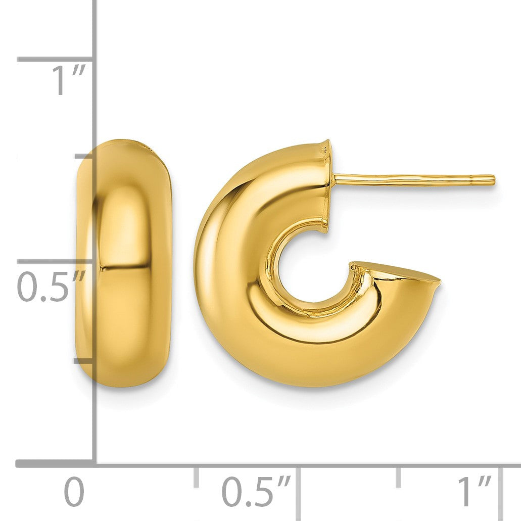 14k Polished 6.00 x 15mm Tube C-Hoop Post Earrings