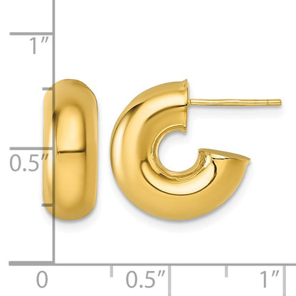 14k Polished 6.00 x 15mm Tube C-Hoop Post Earrings