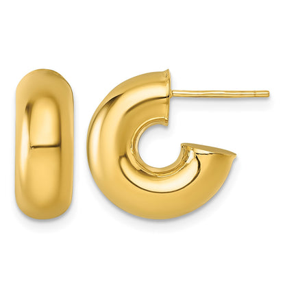 14k Polished 6.00 x 15mm Tube C-Hoop Post Earrings