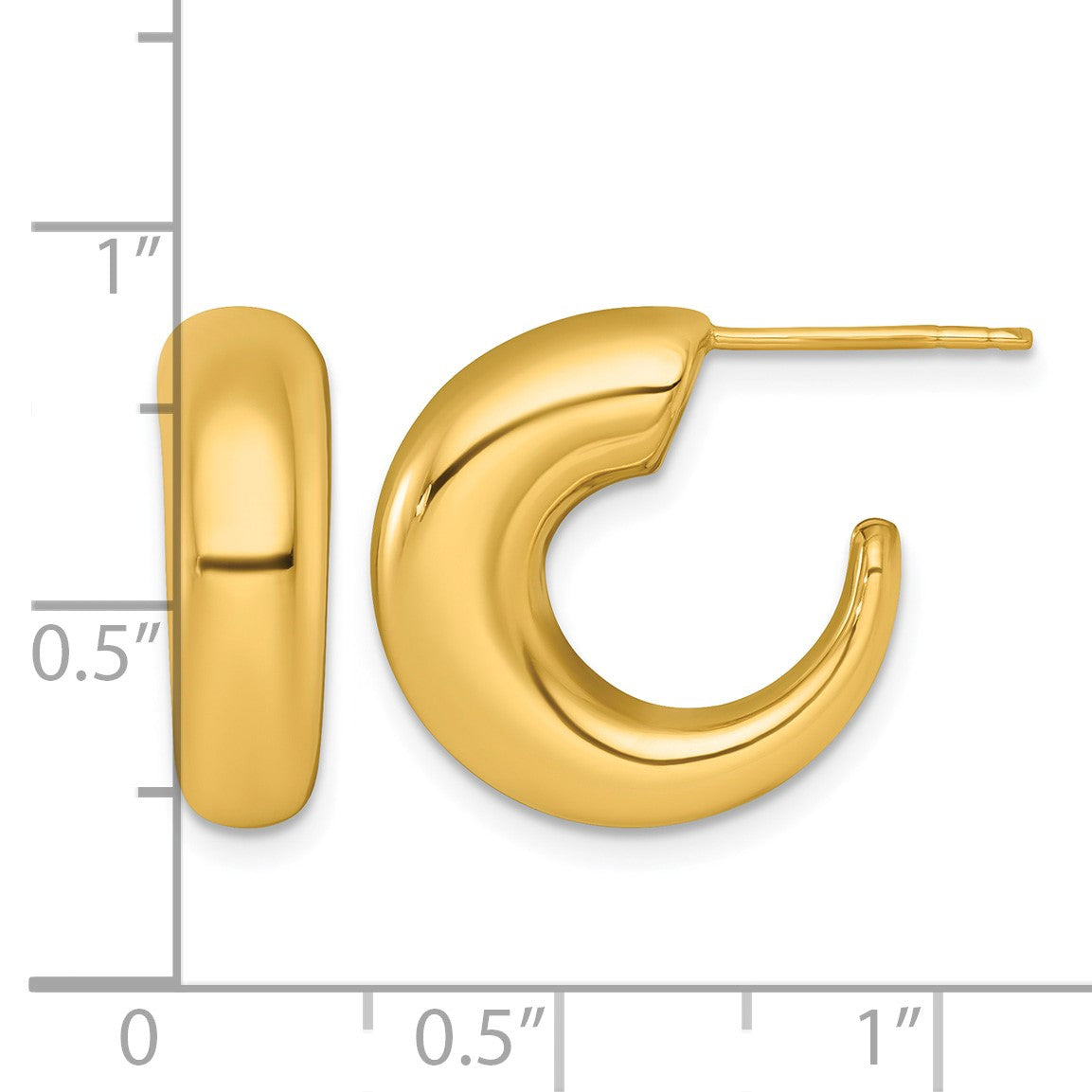14k Polished Tapered Hollow C-Hoop Post Earrings