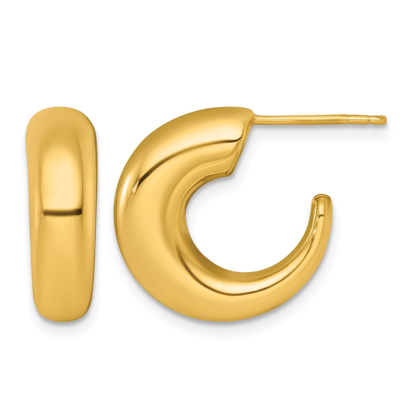 14k Polished Tapered Hollow C-Hoop Post Earrings