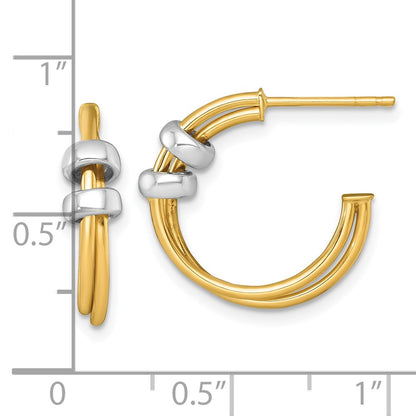 14k Two-tone Polished with Rings Double C-Hoop Post Earrings