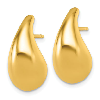 14k Polished 3D Curved Puffed Teardrop Post Earrings