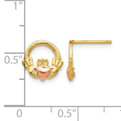 14k Two-tone Claddagh Post Earrings