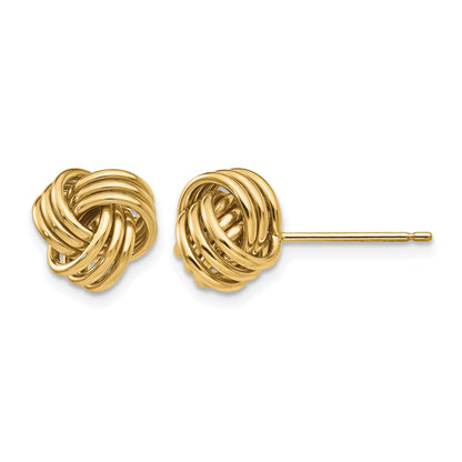 14k 9mm Polished Triple Love Knot Post Earrings