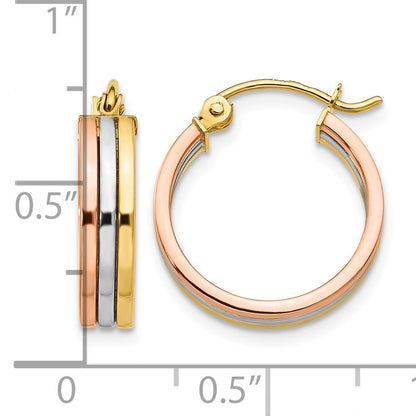 14K Tri Color Hoop Earrings
