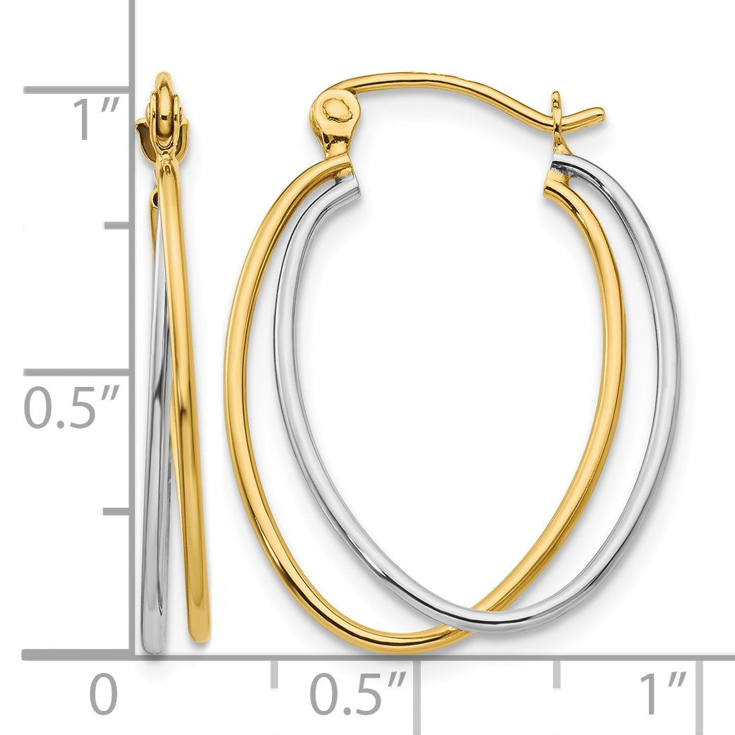 14K Two Tone Hoop Earrings