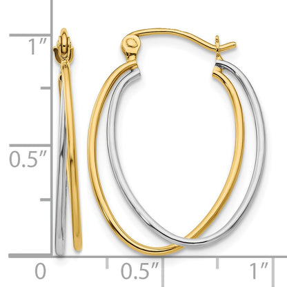 14K Two Tone Hoop Earrings
