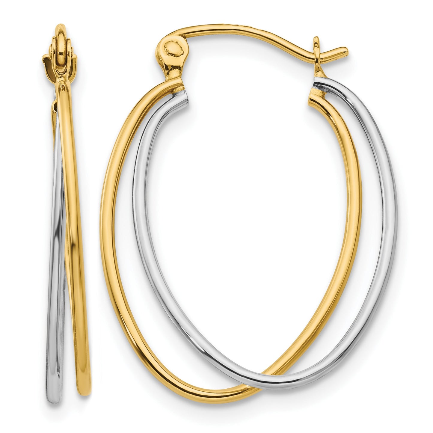 14K Two Tone Hoop Earrings
