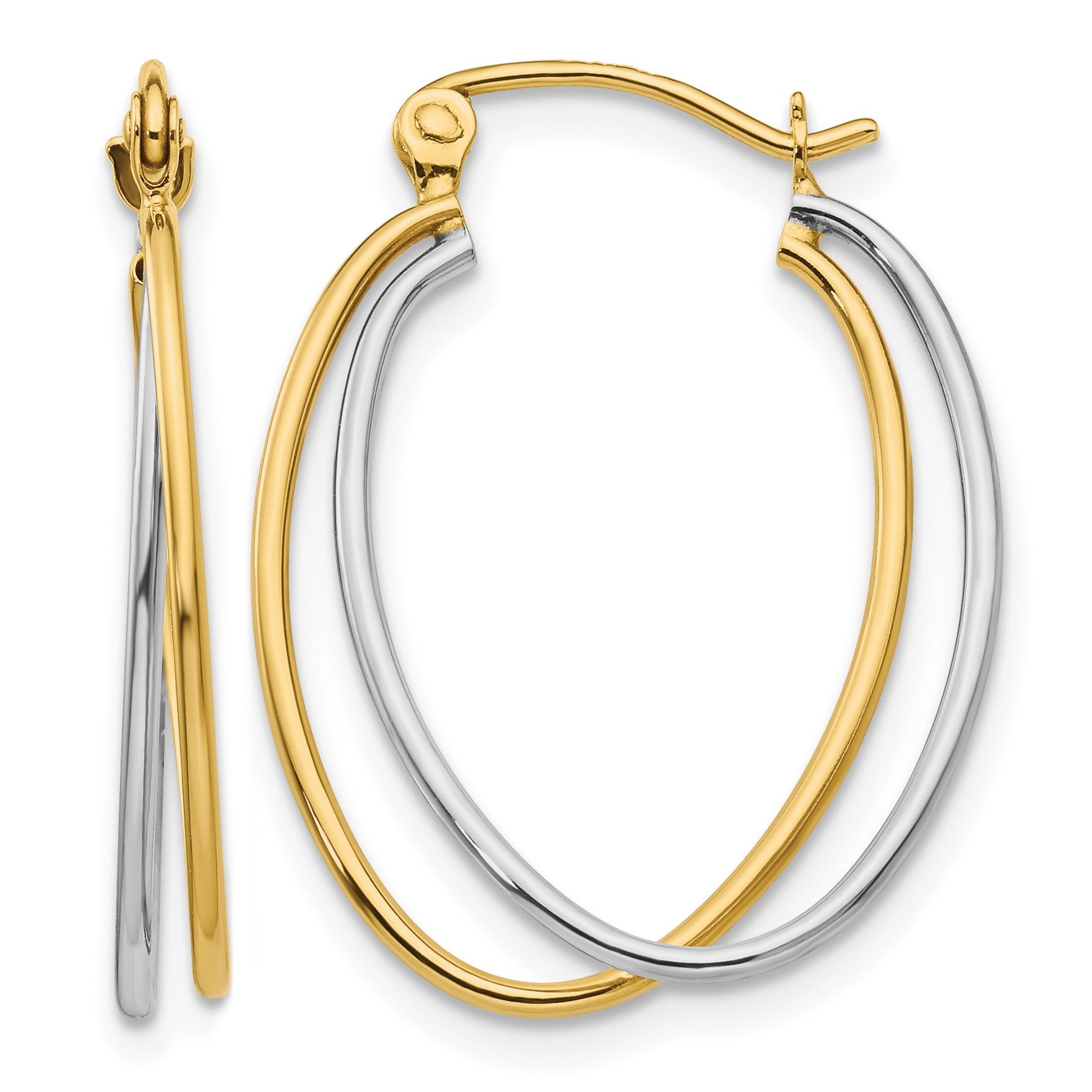 14K Two Tone Hoop Earrings
