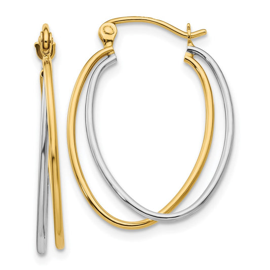 14K Two Tone Hoop Earrings