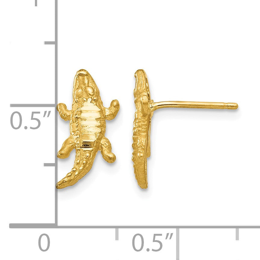 14K Diamond-cut Alligator Earrings