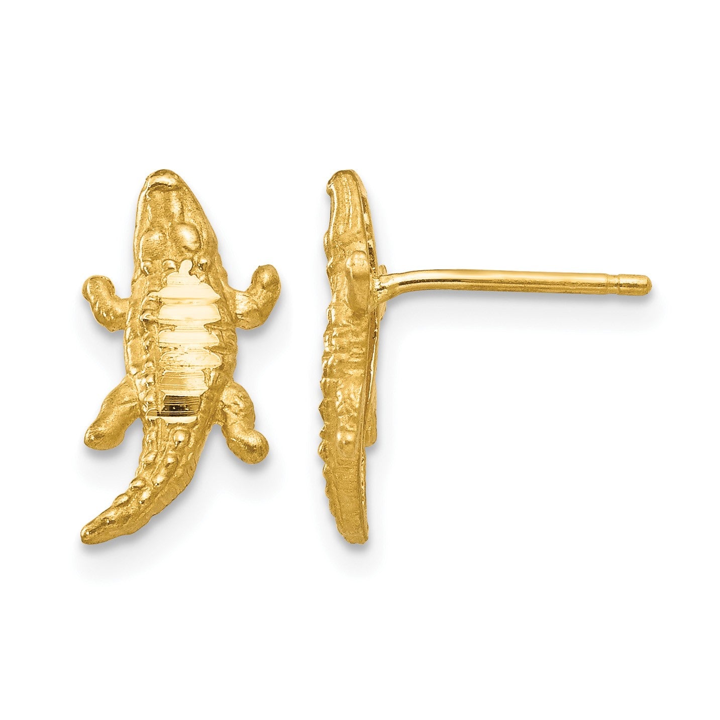 14K Diamond-cut Alligator Earrings