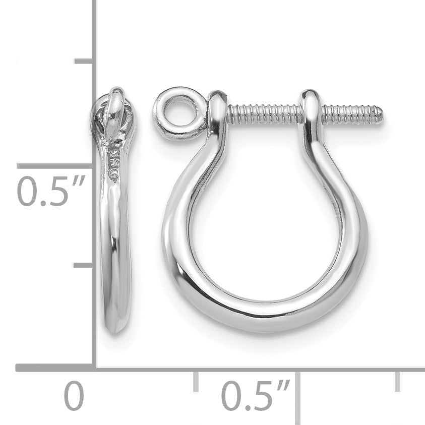 14k  3-D White Gold Shackle Link Screw Earrings