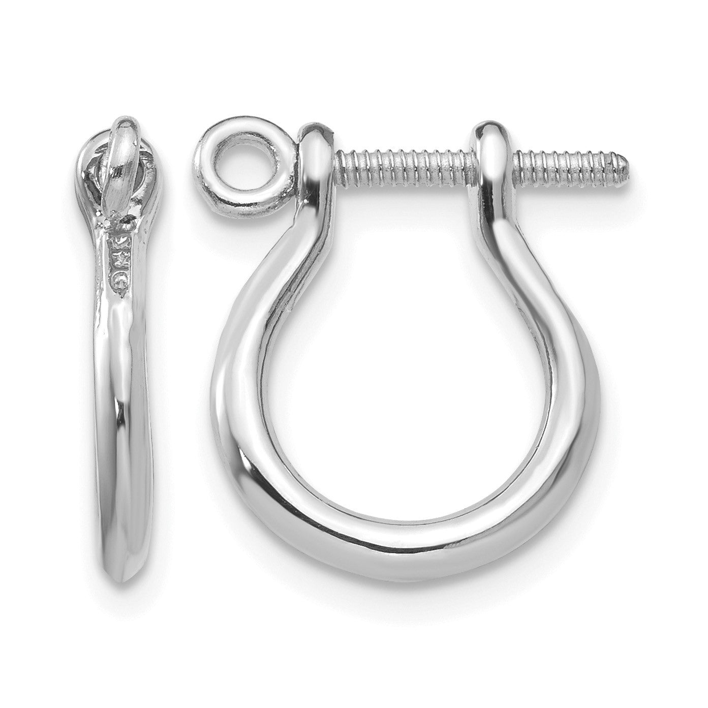 14k  3-D White Gold Shackle Link Screw Earrings