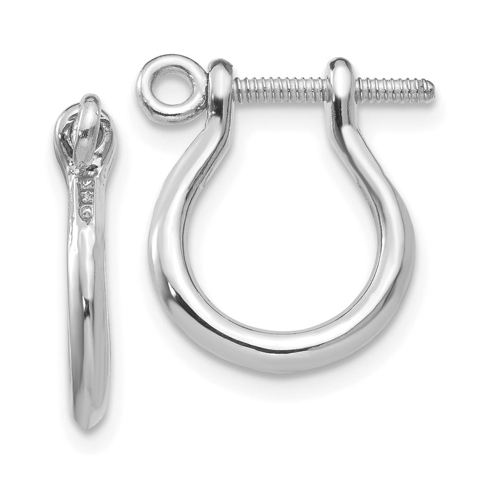 14k  3D White Gold Shackle Link Screw Earrings