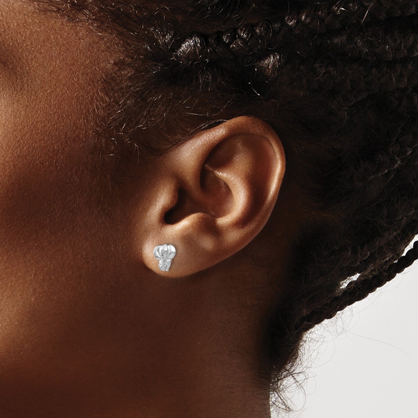 14k White Gold Elephant Earrings
