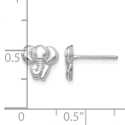 14k White Gold Elephant Earrings