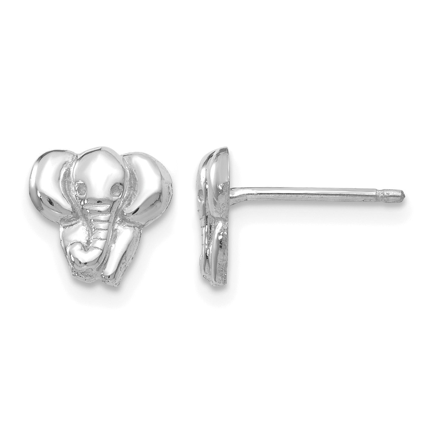 14k White Gold Elephant Earrings