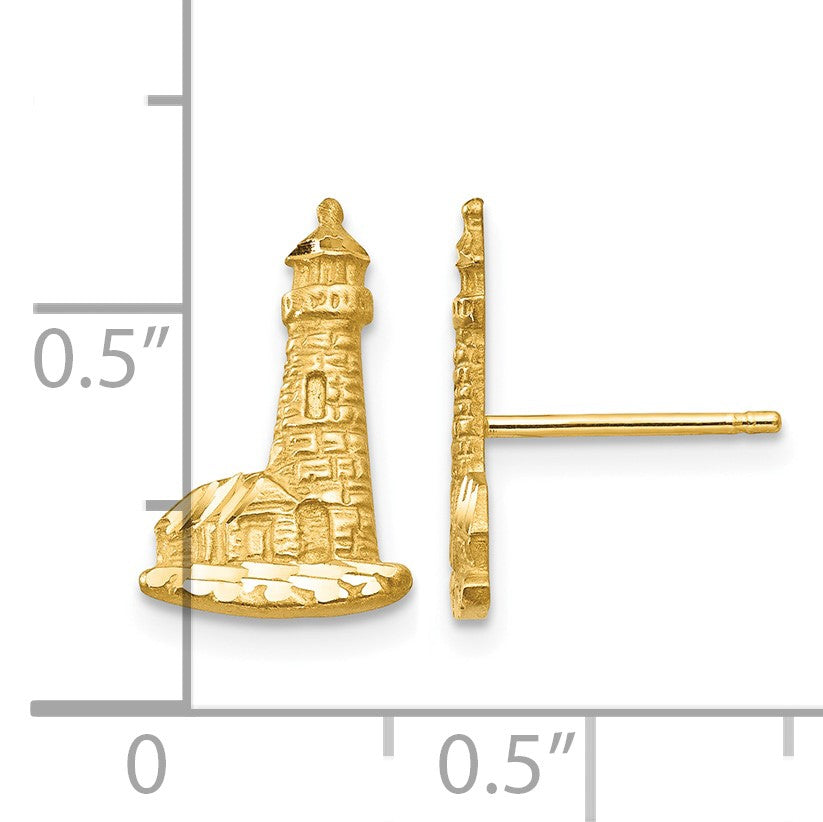 14K Diamond-cut Lighthouse Post Earrings