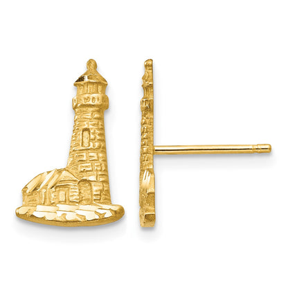 14K Diamond-cut Lighthouse Post Earrings